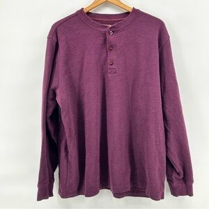 LL Bean Shirt Mens XL Purple Long Sleeve Henley Waffle Knit Thermal Outdoor Hike